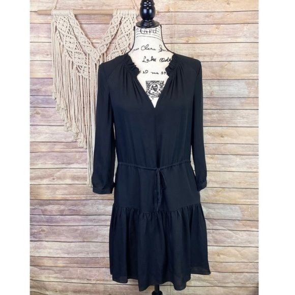Rebecca Taylor | NWOT Silk Long Sleeve Double Georgette Flutter Hem Shirt Dress - Picture 2 of 9